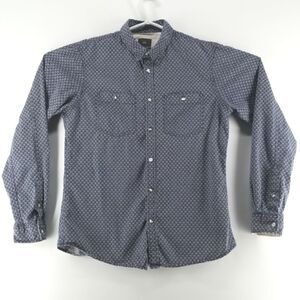 WE Shirt Men's Medium Blue Diamond Geo Printed Button Up Western Cowboy Ridding